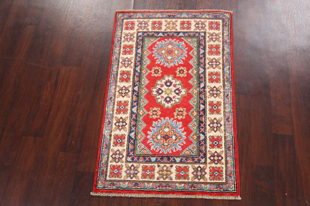 Geometric Red Kazak Oriental Area Rug 3x4