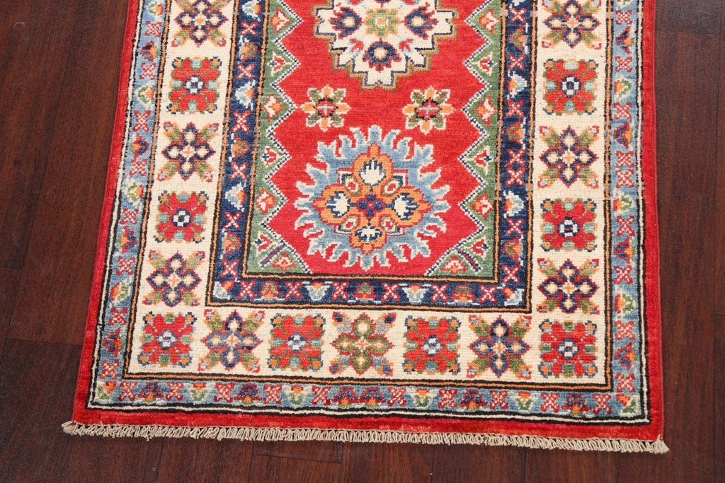 Geometric Red Kazak Oriental Area Rug 3x4