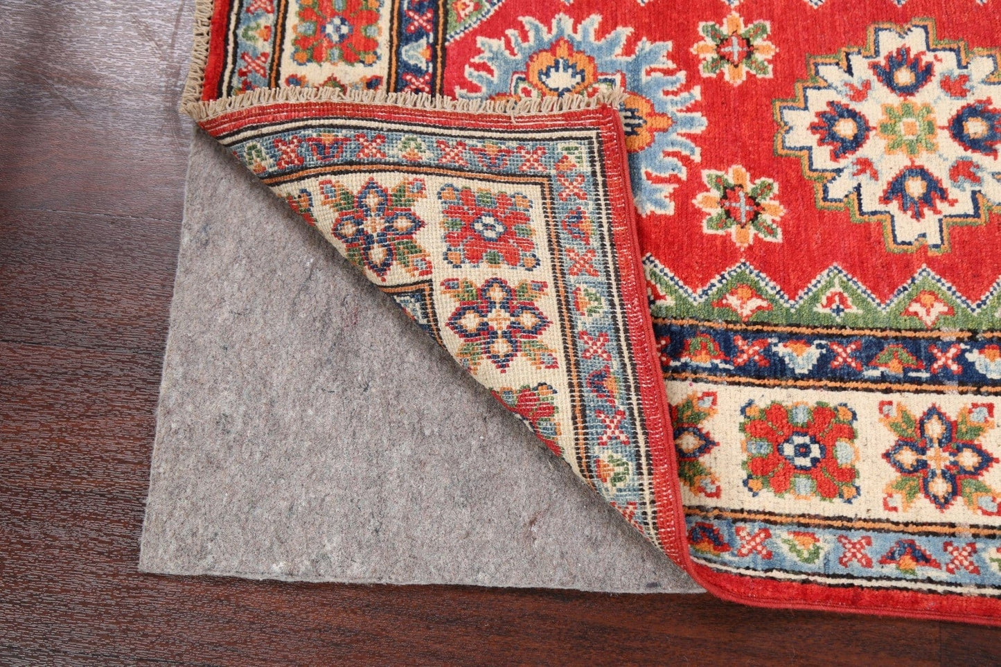 Geometric Red Kazak Oriental Area Rug 3x4