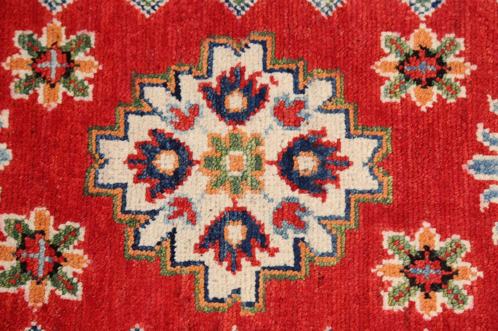 Geometric Red Kazak Oriental Area Rug 3x4