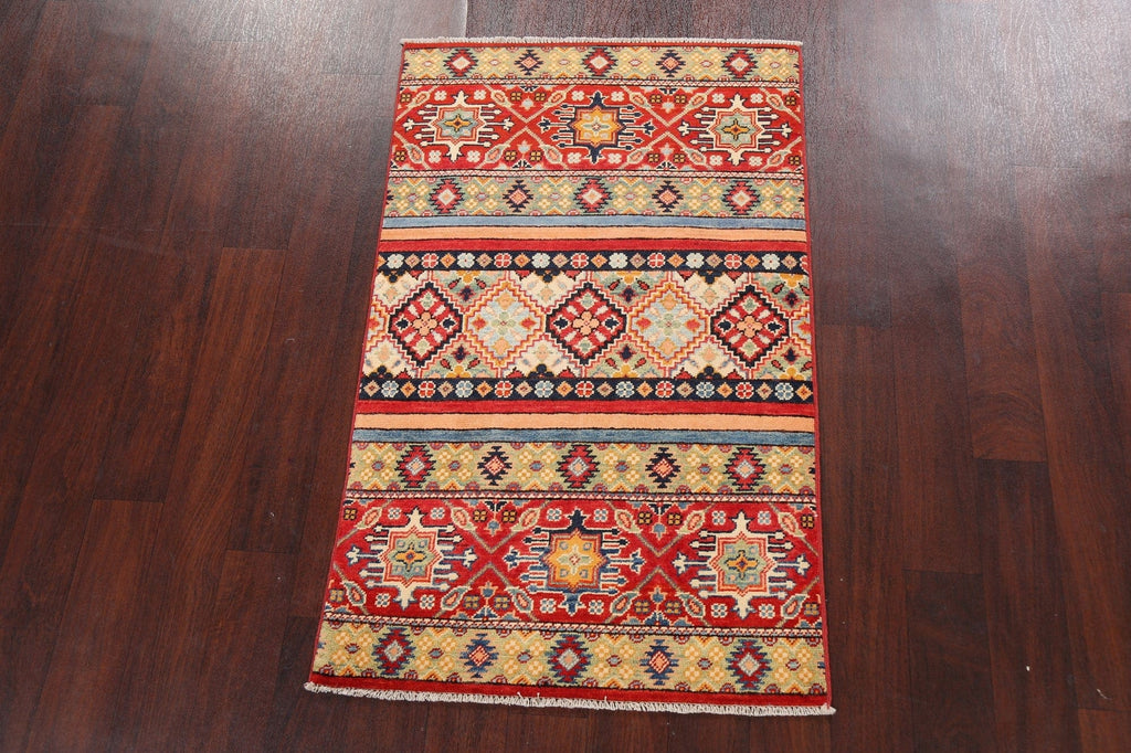 Tribal Geometric Kazak Oriental Area Rug 3x4