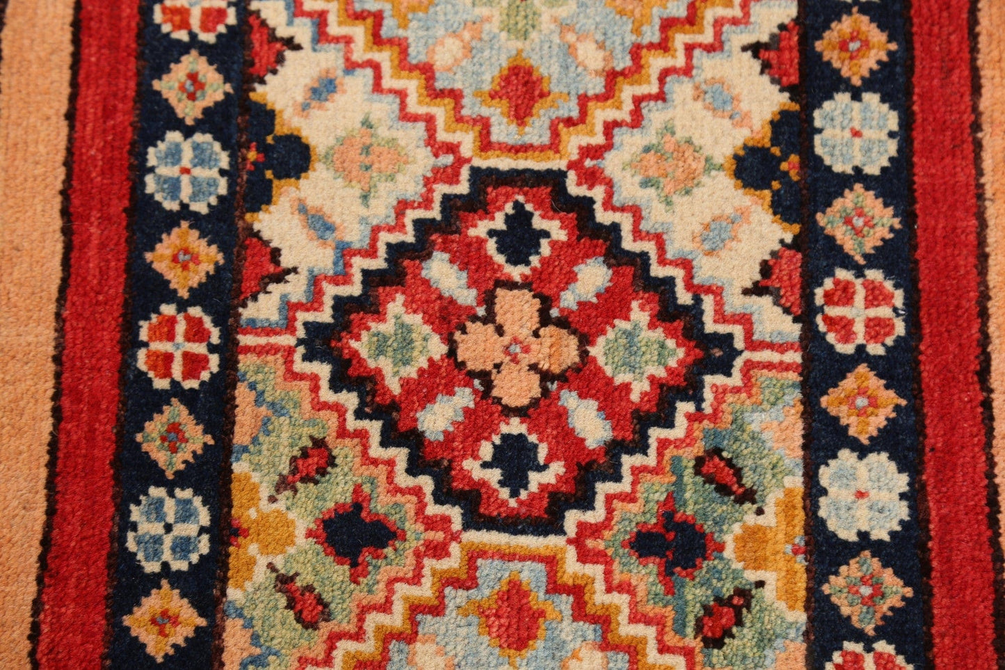 Tribal Geometric Kazak Oriental Area Rug 3x4