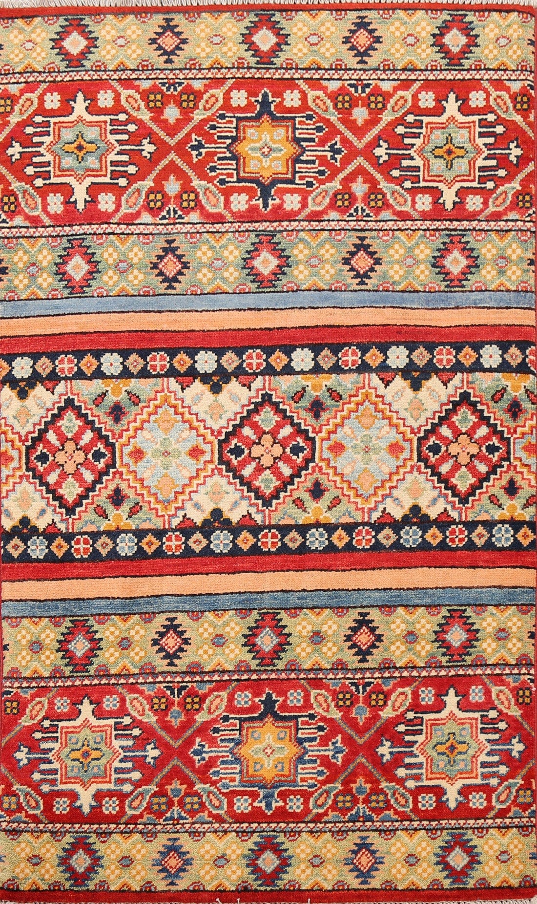 Tribal Geometric Kazak Oriental Area Rug 3x4