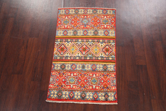 Tribal Geometric Kazak Oriental Area Rug 3x4