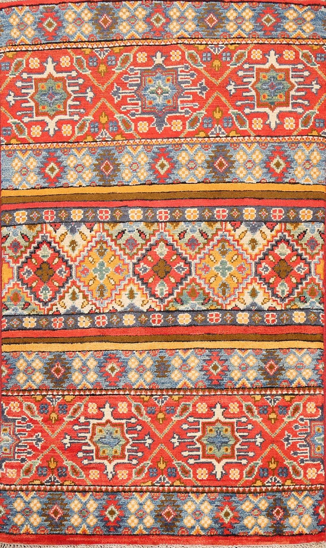 Tribal Geometric Kazak Oriental Area Rug 3x4