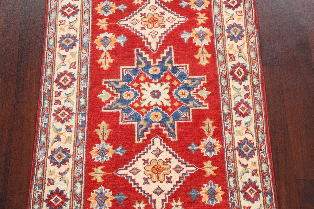 Geometric Red Kazak Oriental Area Rug 3x4