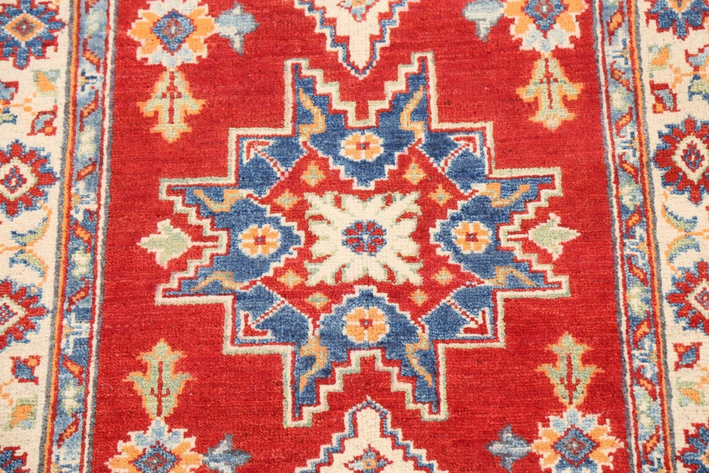 Geometric Red Kazak Oriental Area Rug 3x4