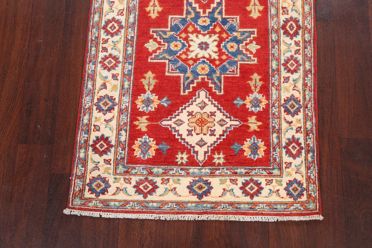 Geometric Red Kazak Oriental Area Rug 3x4