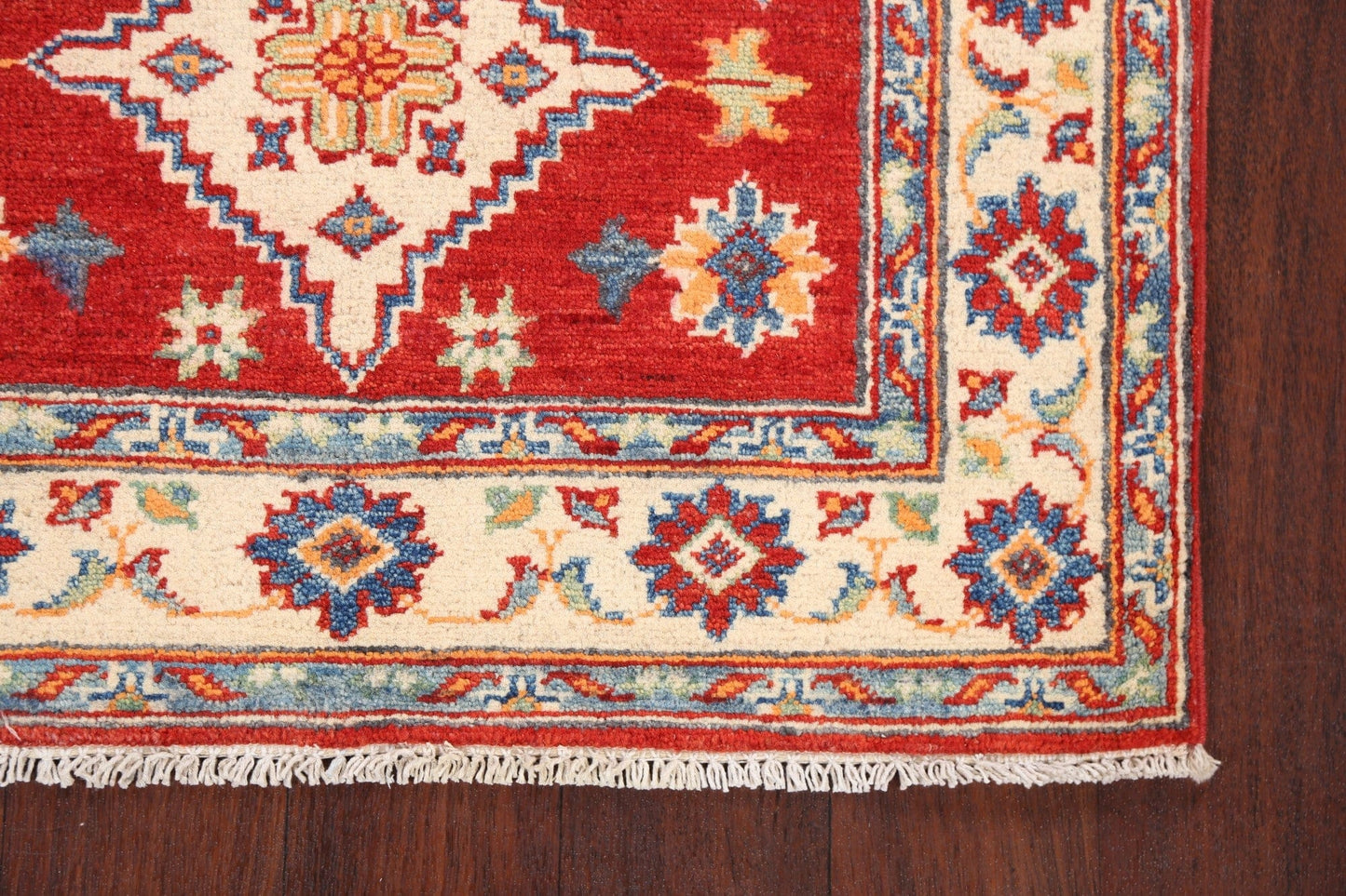 Geometric Red Kazak Oriental Area Rug 3x4