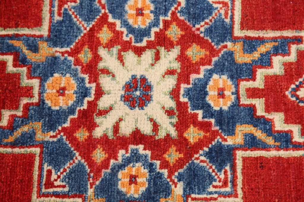 Geometric Red Kazak Oriental Area Rug 3x4