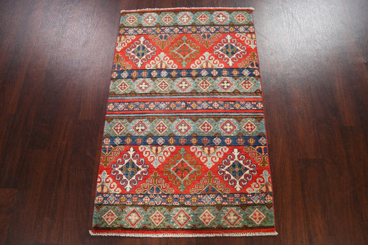 Tribal Geometric Kazak Oriental Area Rug 3x4