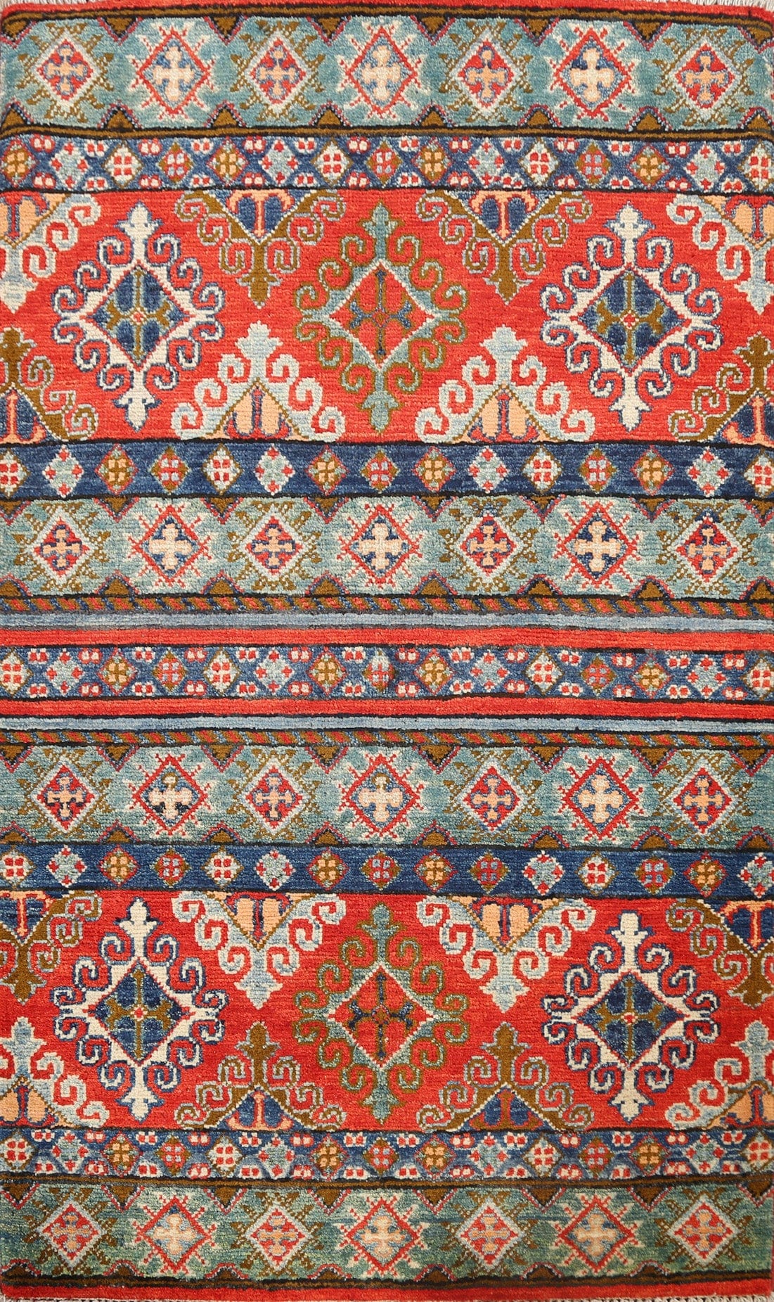 Tribal Geometric Kazak Oriental Area Rug 3x4