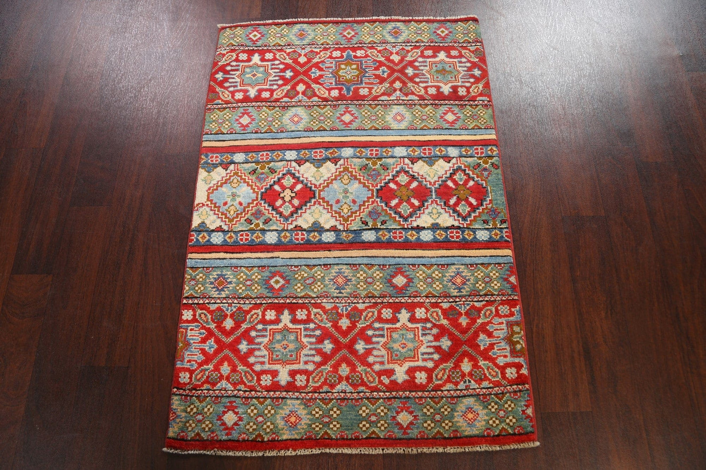 Tribal Geometric Kazak Oriental Area Rug 3x4