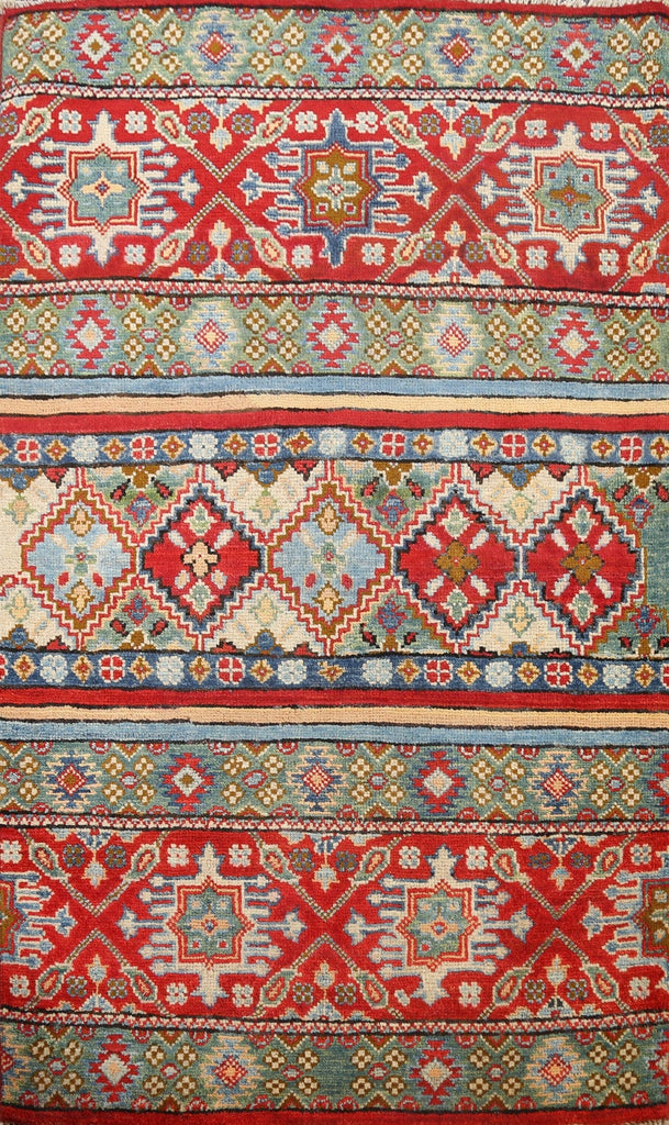 Tribal Geometric Kazak Oriental Area Rug 3x4