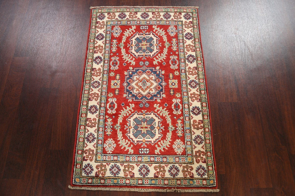 Geometric Red Kazak Oriental Area Rug 3x4