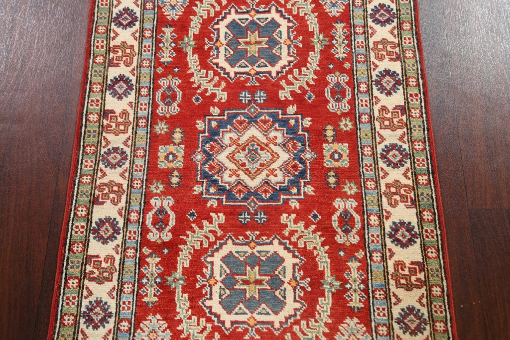 Geometric Red Kazak Oriental Area Rug 3x4