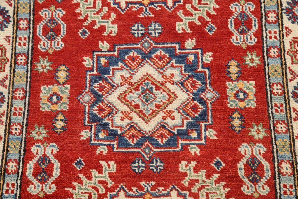 Geometric Red Kazak Oriental Area Rug 3x4