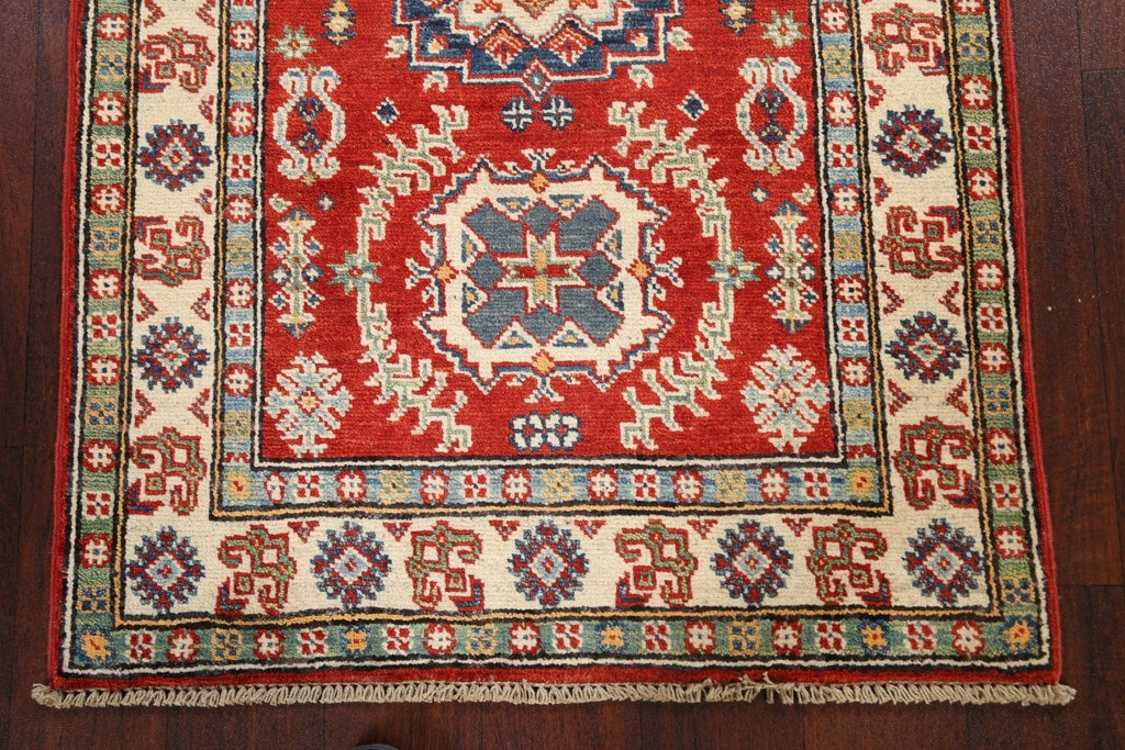 Geometric Red Kazak Oriental Area Rug 3x4