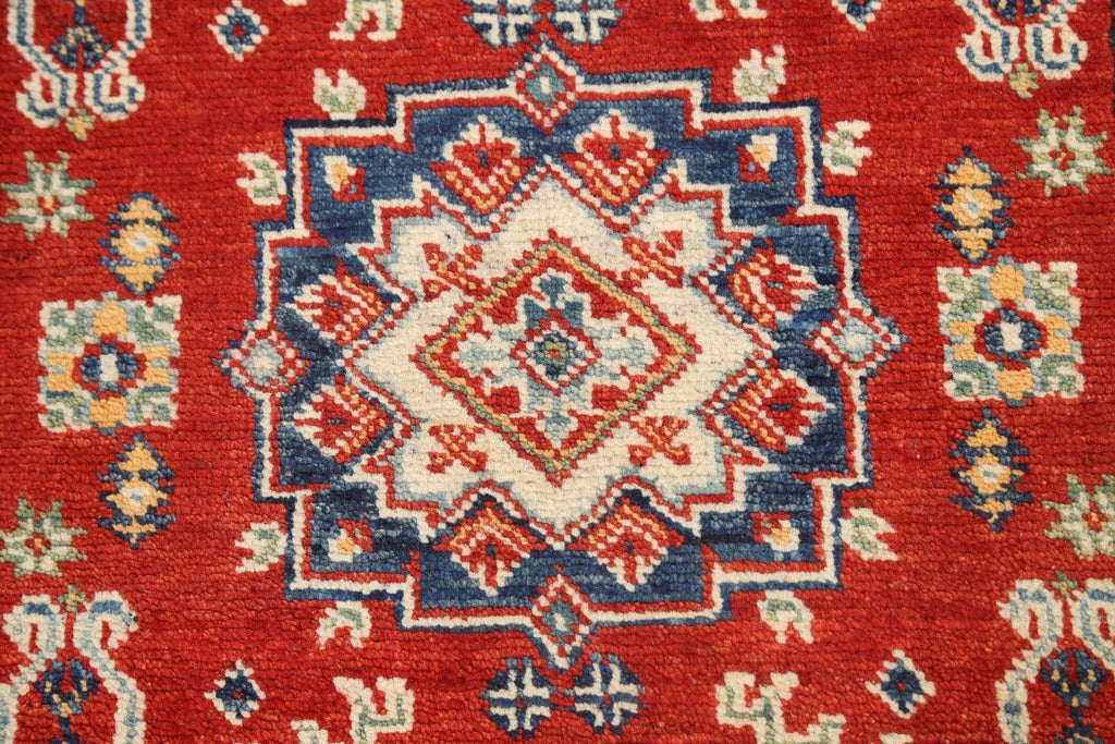 Geometric Red Kazak Oriental Area Rug 3x4