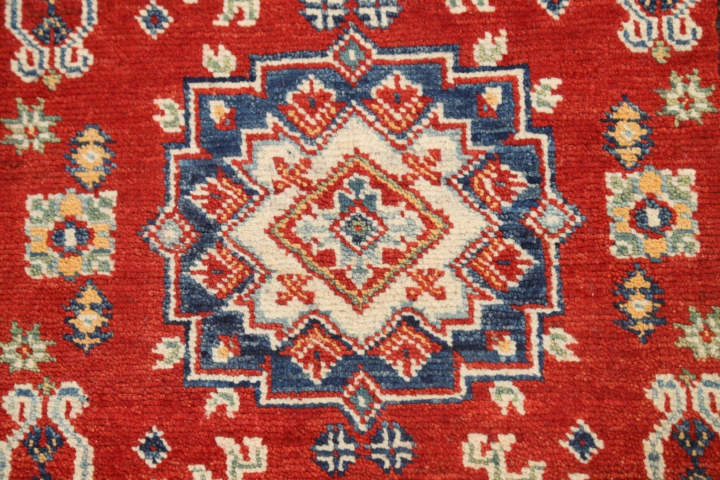 Geometric Red Kazak Oriental Area Rug 3x4