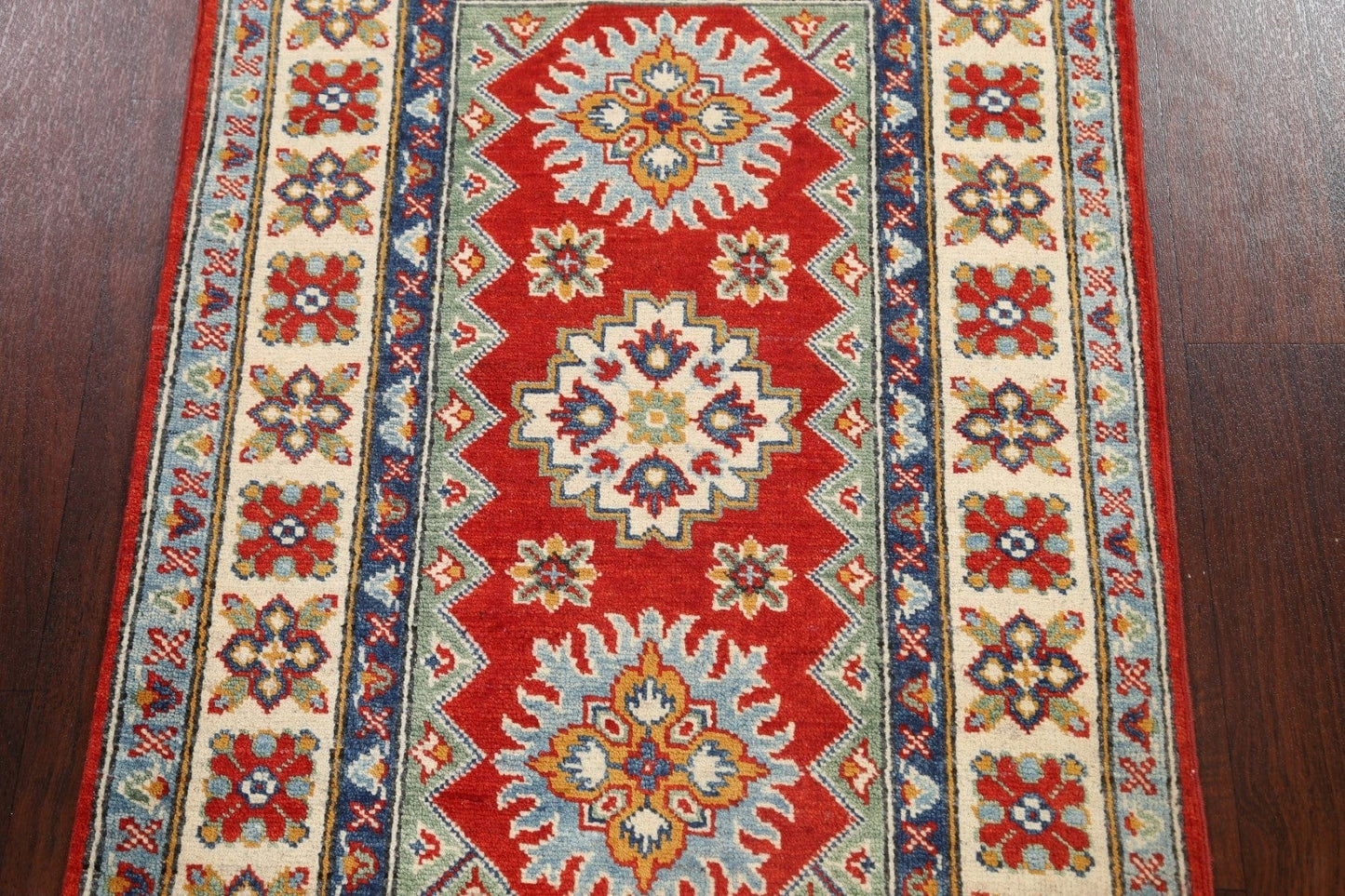 Geometric Kazak Oriental Area Rug 3x4