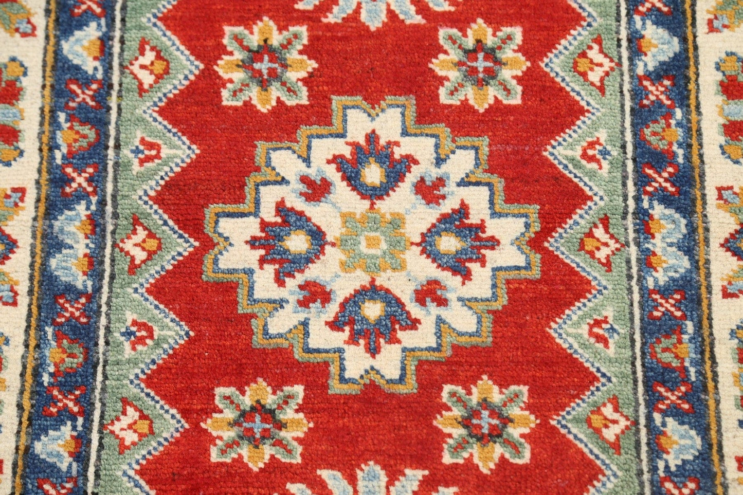 Geometric Kazak Oriental Area Rug 3x4