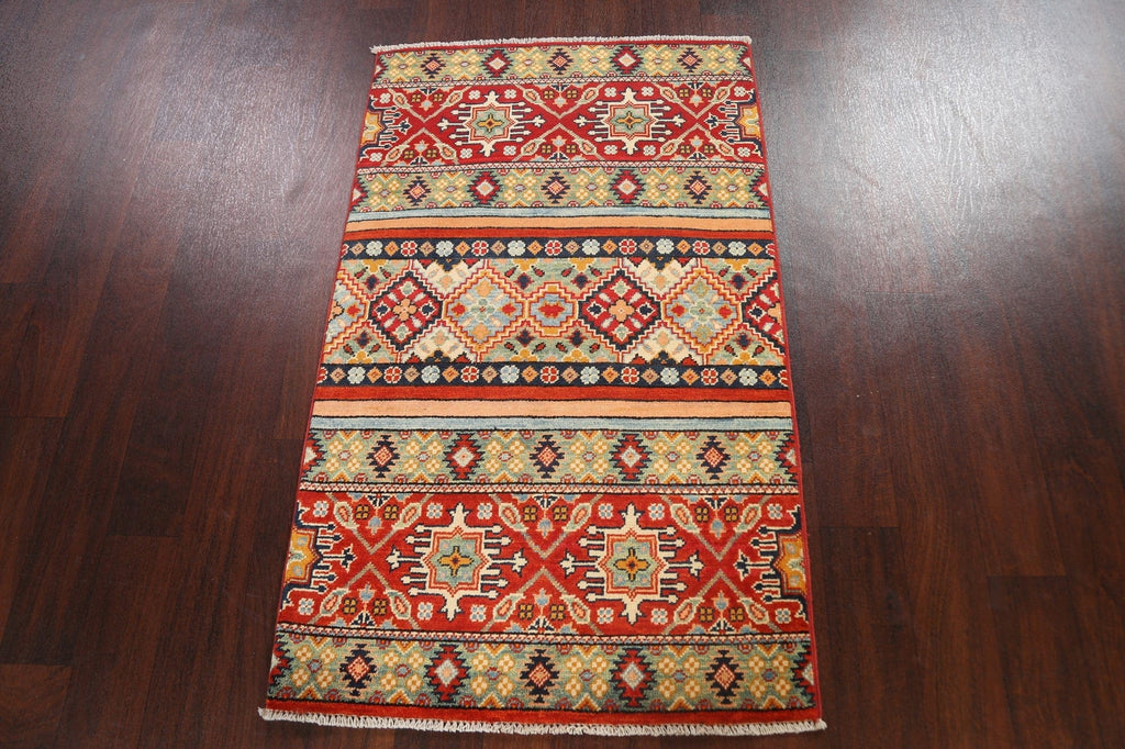 Tribal Geometric Kazak Oriental Area Rug 3x4