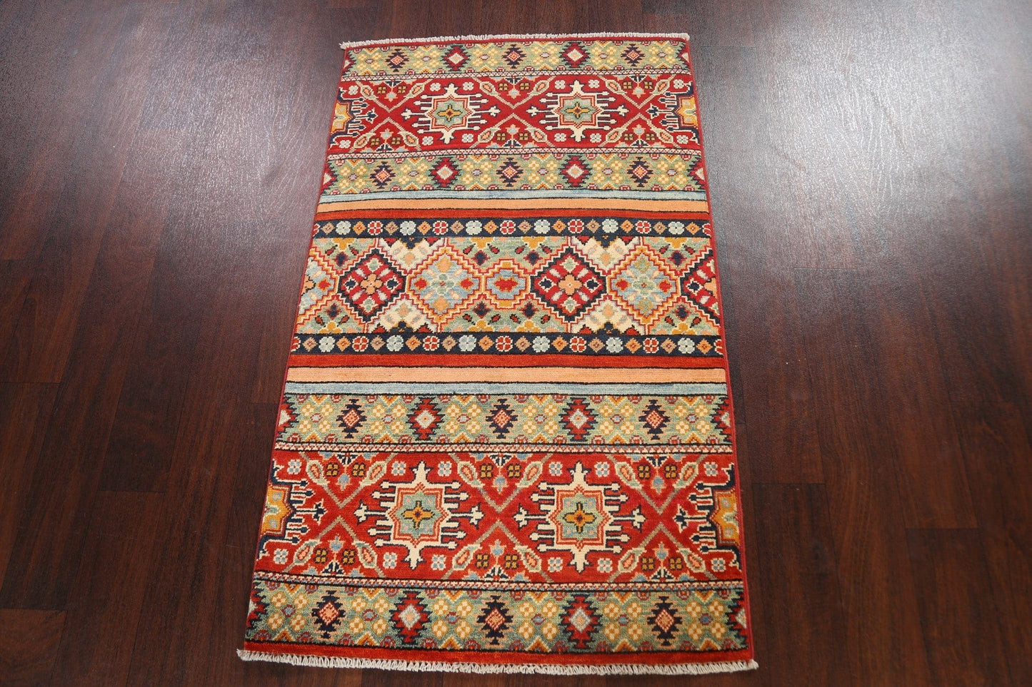 Tribal Geometric Kazak Oriental Area Rug 3x4