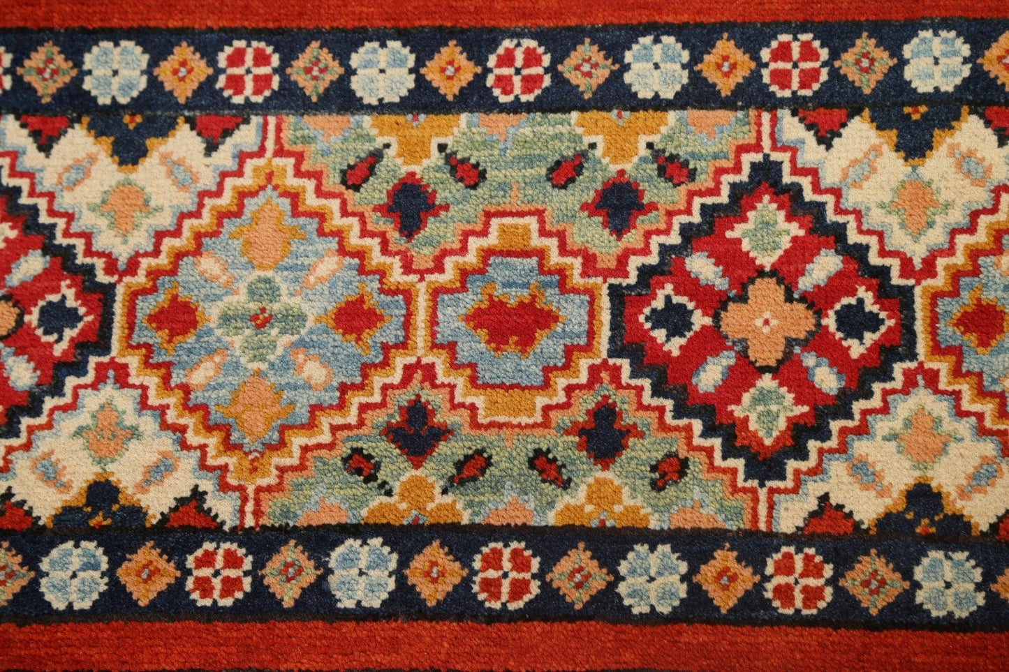 Tribal Geometric Kazak Oriental Area Rug 3x4