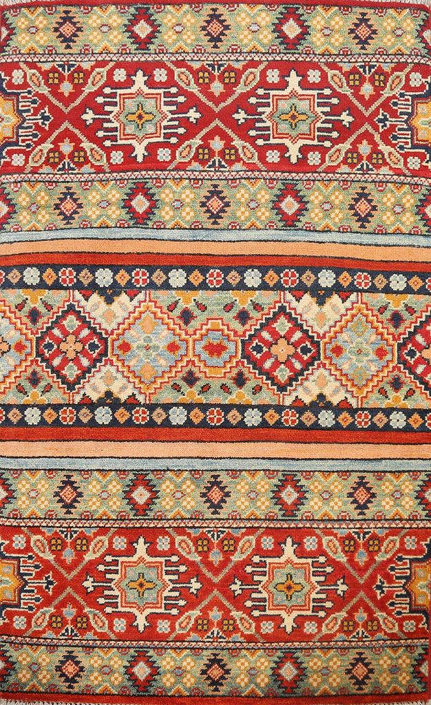 Tribal Geometric Kazak Oriental Area Rug 3x4