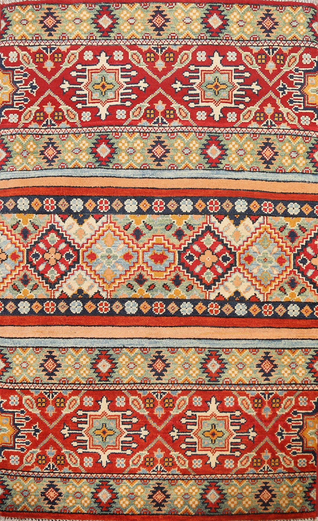 Tribal Geometric Kazak Oriental Area Rug 3x4