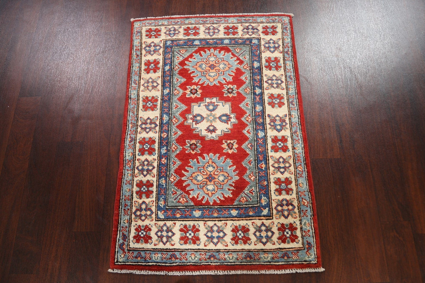 Geometric Kazak Oriental Area Rug 3x4