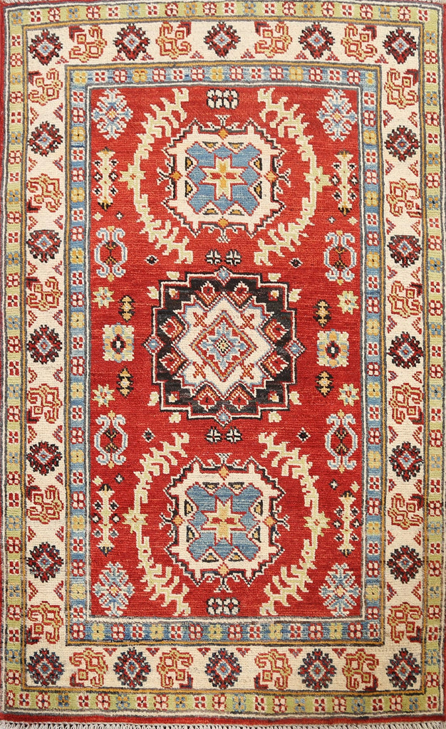 Geometric Kazak Oriental Area Rug 3x4