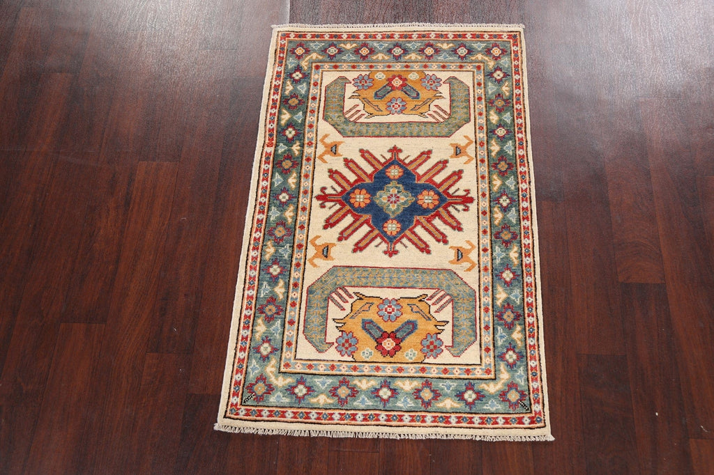 Geometric Kazak Oriental Area Rug 3x4