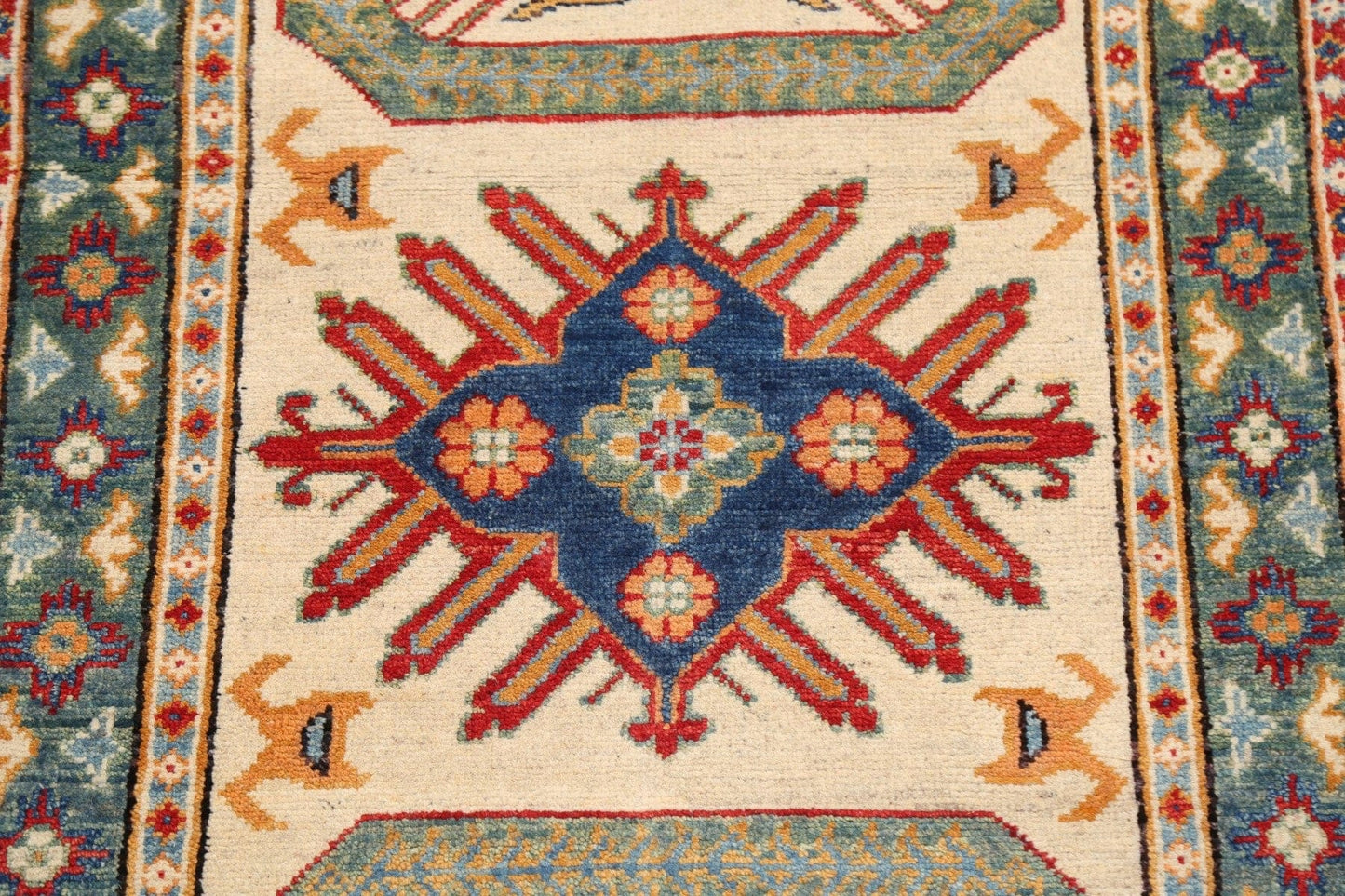 Geometric Kazak Oriental Area Rug 3x4