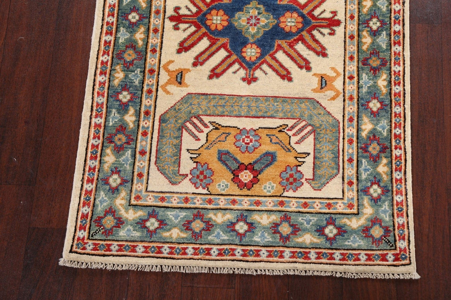 Geometric Kazak Oriental Area Rug 3x4