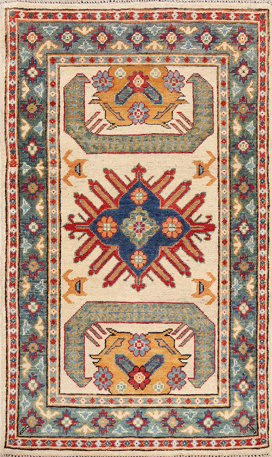 Geometric Kazak Oriental Area Rug 3x4