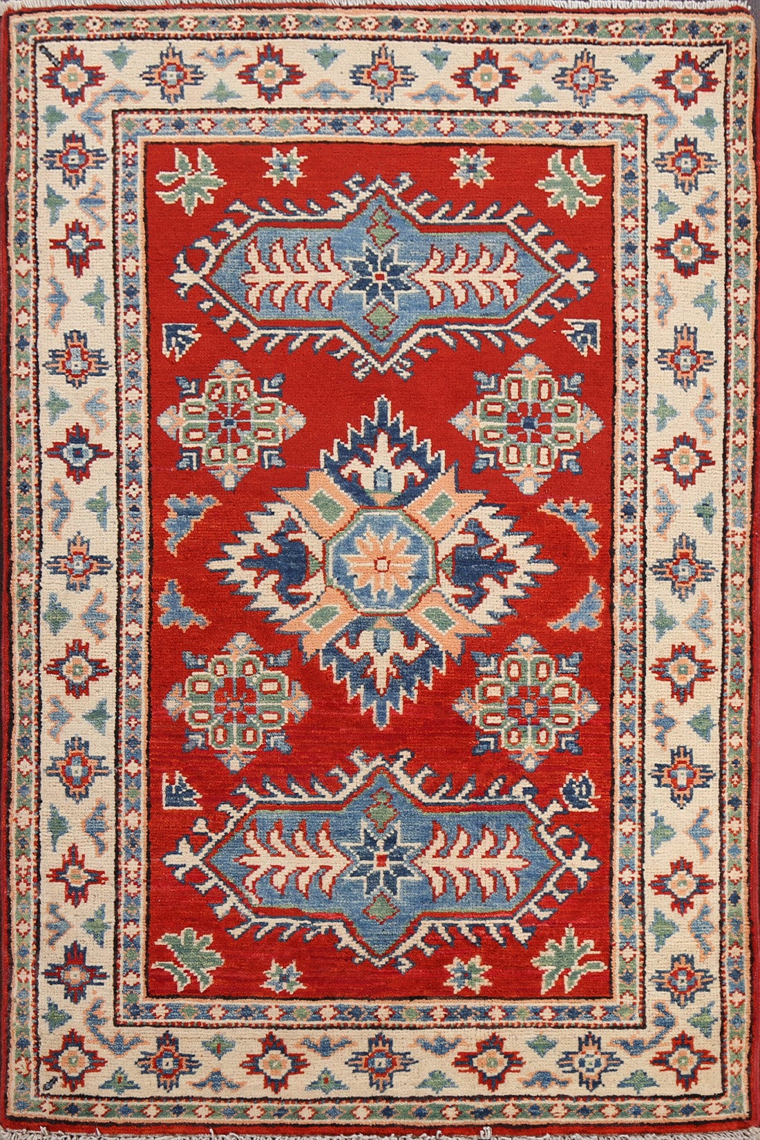 Geometric Kazak Oriental Area Rug 3x4