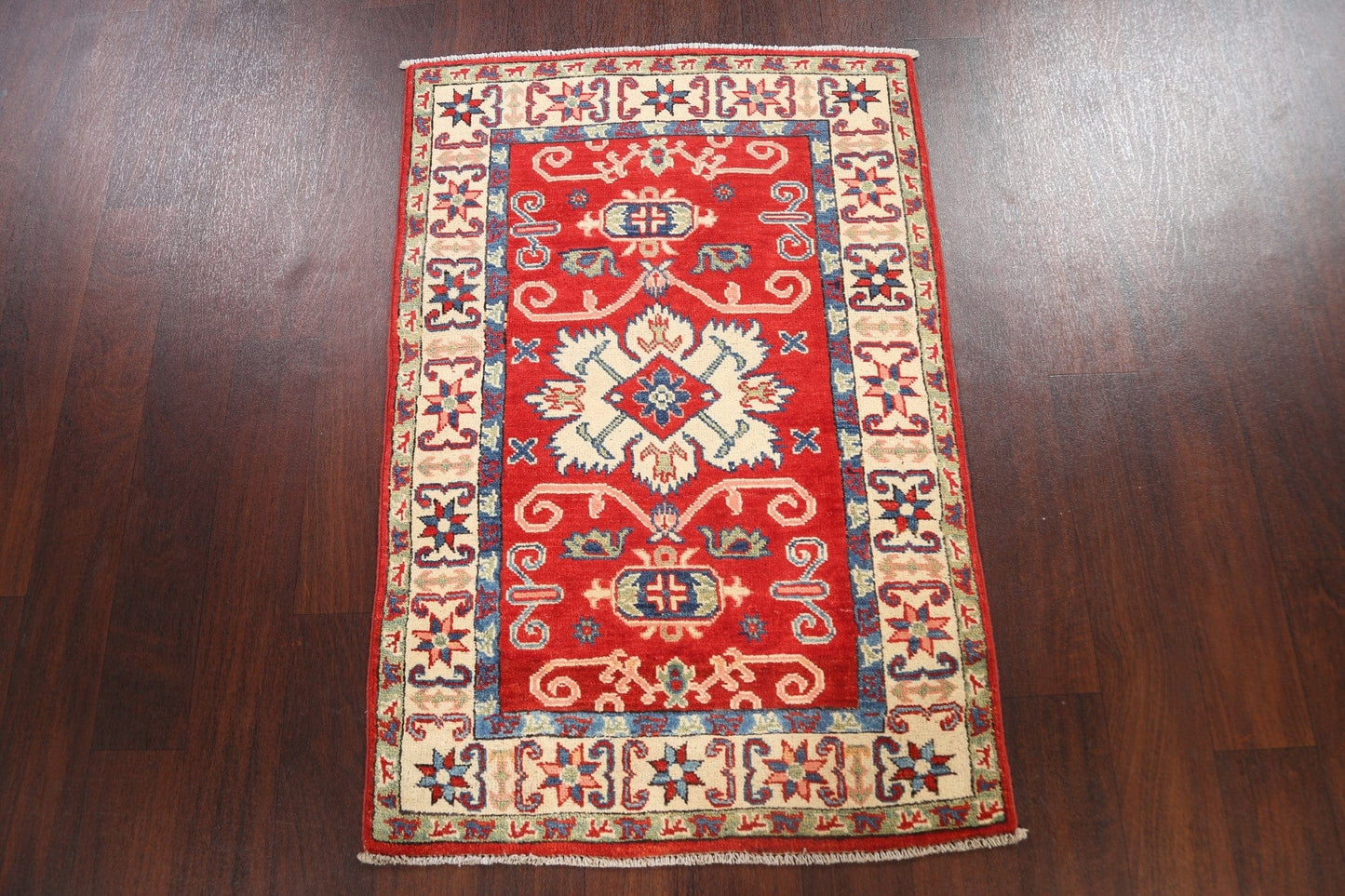 Geometric Kazak Oriental Area Rug 3x4