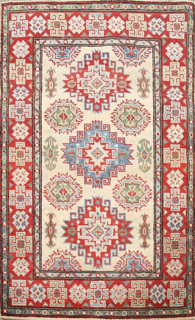 Geometric Kazak Oriental Area Rug 3x4