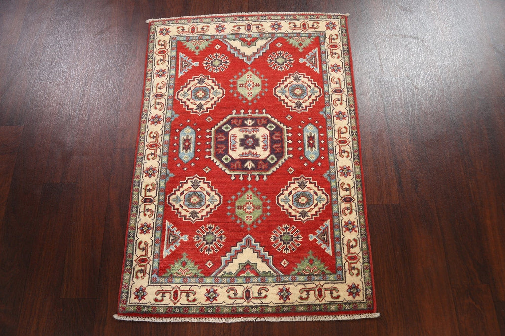 Geometric Kazak Oriental Area Rug 3x4