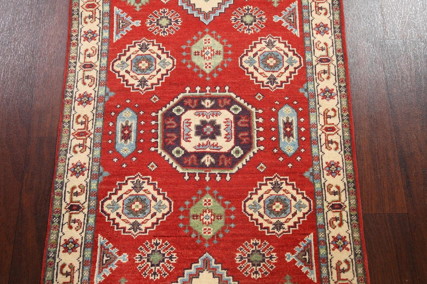 Geometric Kazak Oriental Area Rug 3x4