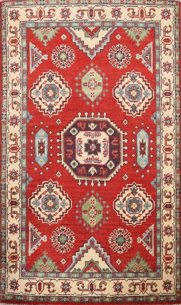 Geometric Kazak Oriental Area Rug 3x4