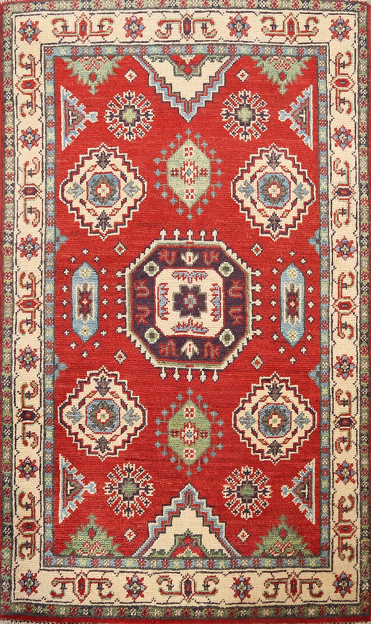 Geometric Kazak Oriental Area Rug 3x4