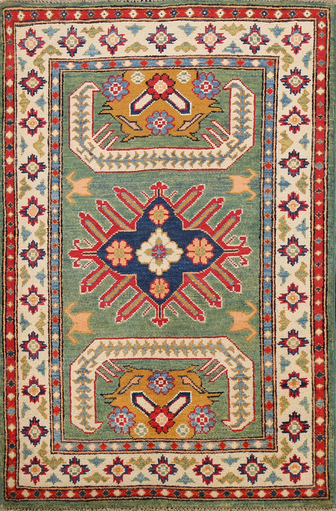 Geometric Kazak Oriental Area Rug 3x4