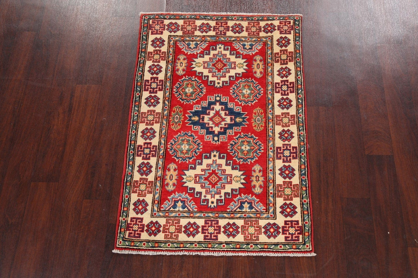 Geometric Kazak Oriental Area Rug 3x4