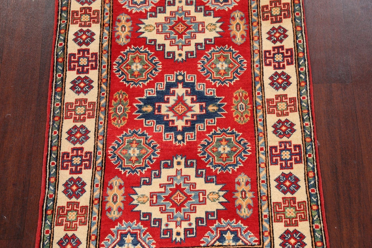 Geometric Kazak Oriental Area Rug 3x4