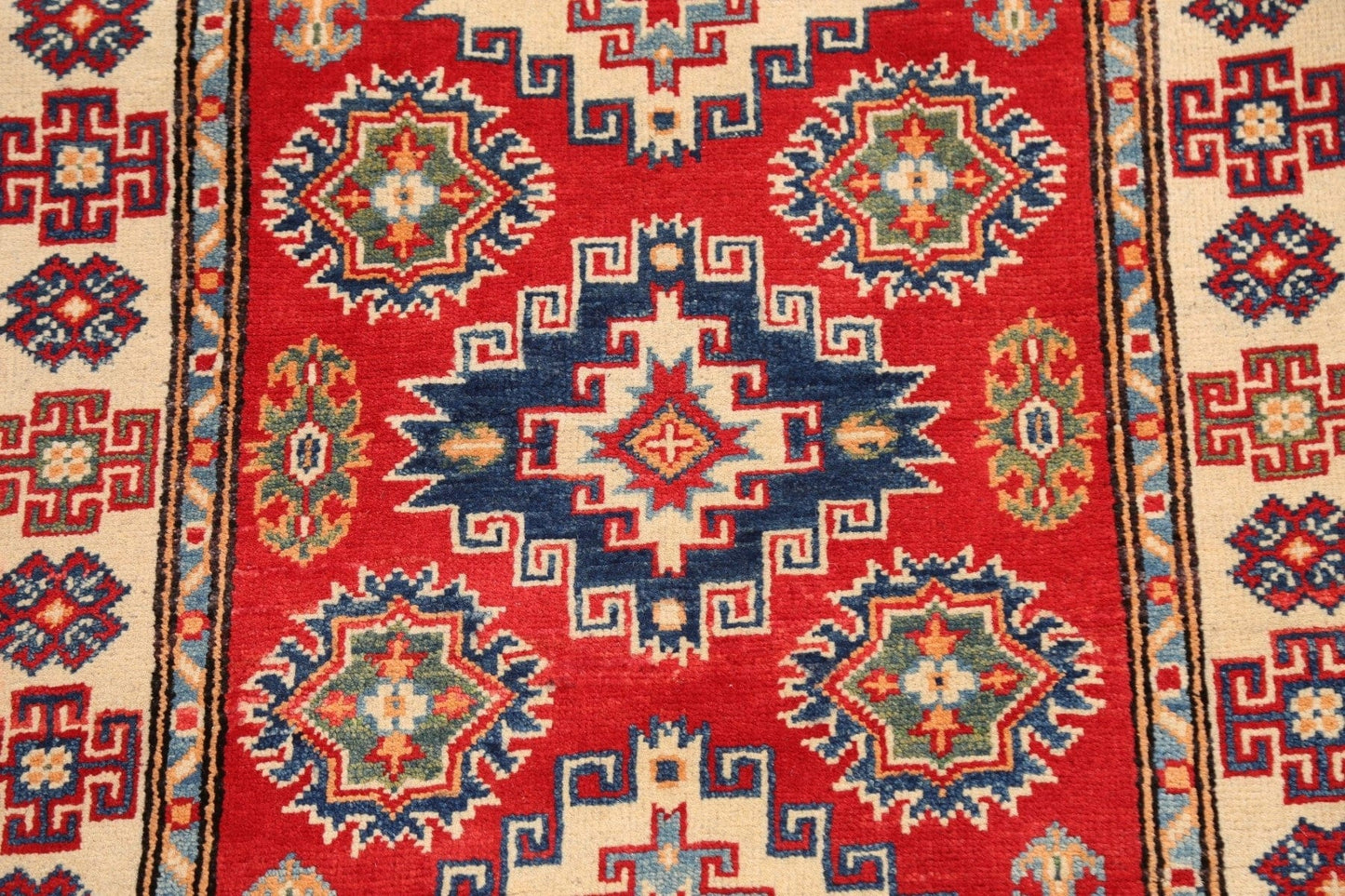 Geometric Kazak Oriental Area Rug 3x4