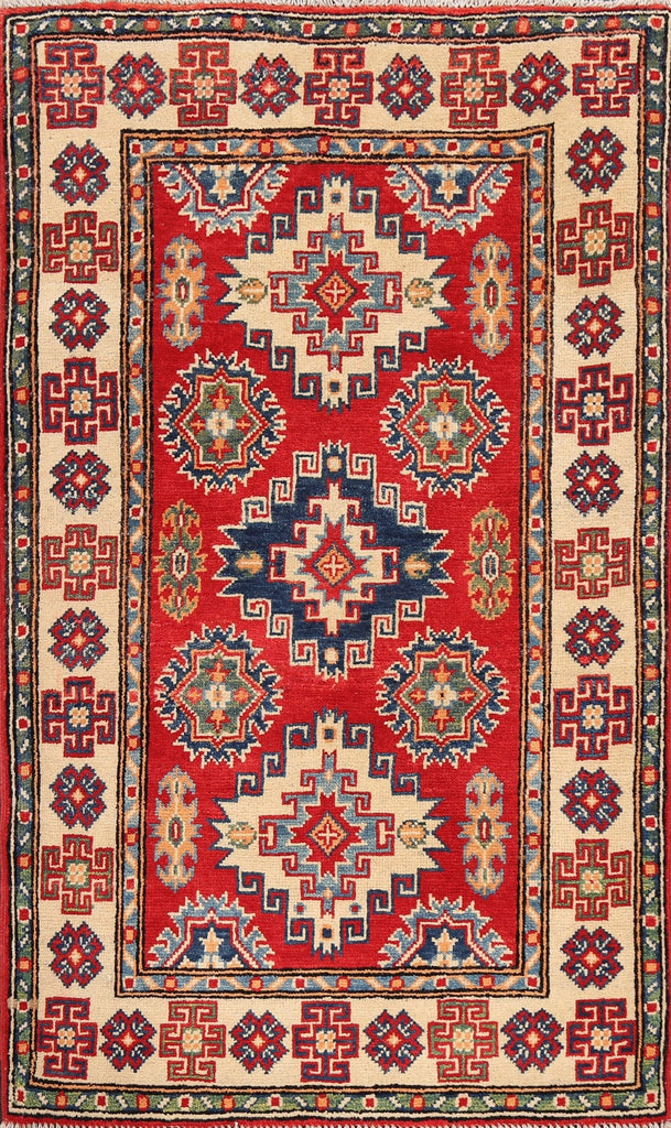 Geometric Kazak Oriental Area Rug 3x4