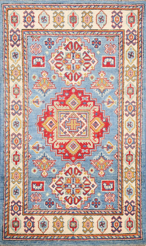 Geometric Kazak Oriental Area Rug 3x4